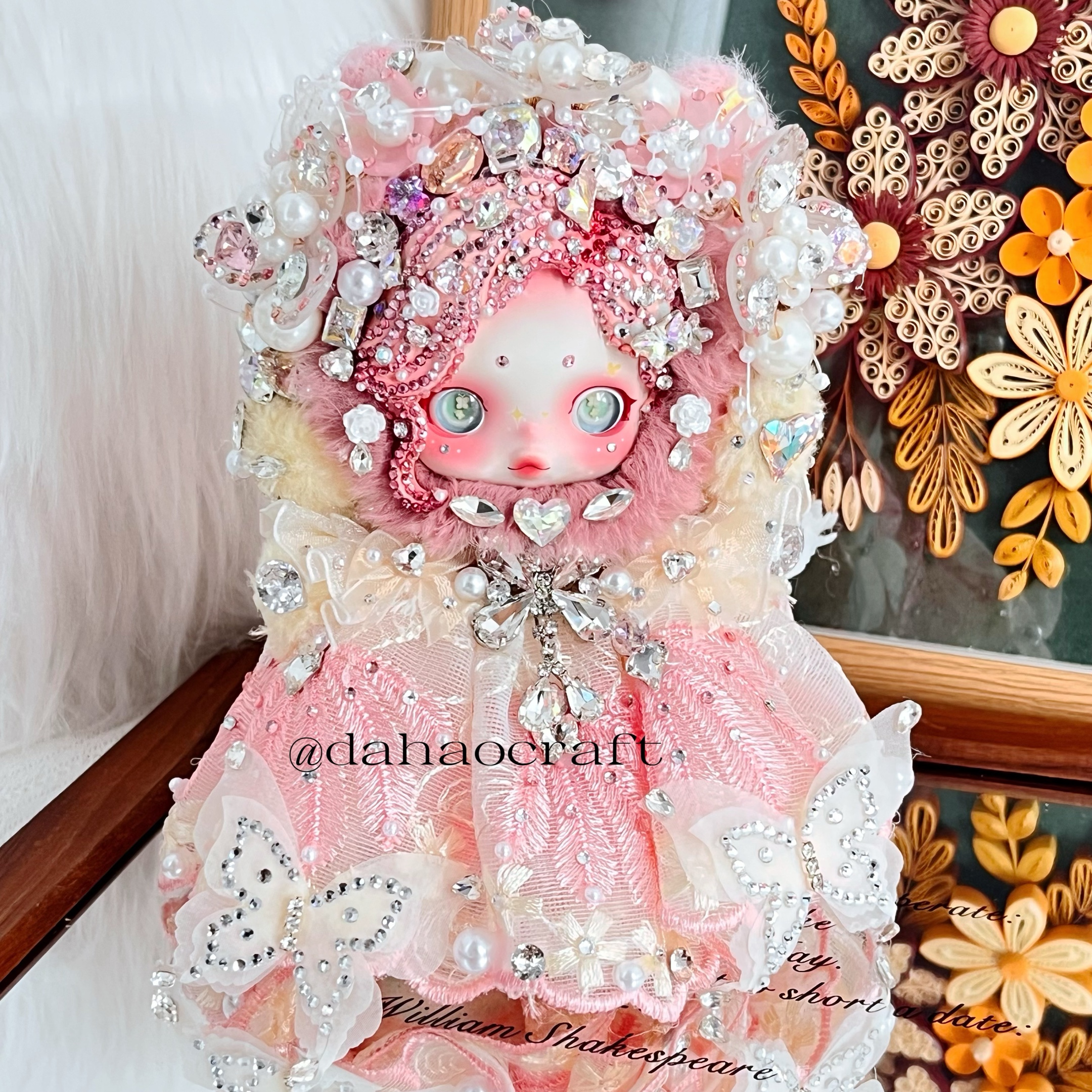 Dahaocraft Skullpanda-My Little Pony Fluttershy handmade diamond plush doll pendant